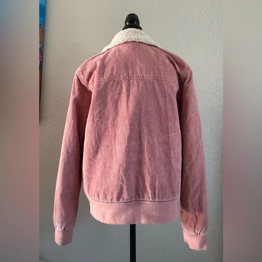 Roxy Pink Corduroy Jacket with Sherpa Lining | Size M - Picture 4 of 8